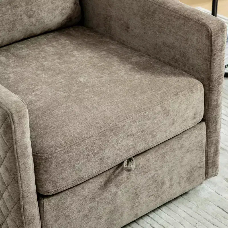 Fauteuil pivotant carré rembourré moderne de 75 cm avec rangement dissimulé