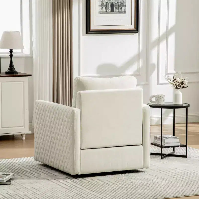 Fauteuil pivotant carré rembourré moderne de 75 cm avec rangement dissimulé