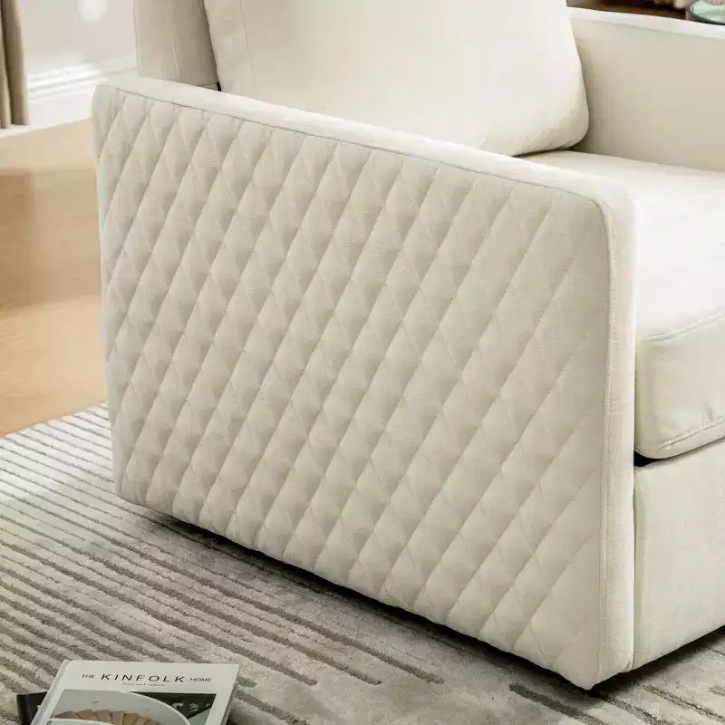 Fauteuil pivotant carré rembourré moderne de 75 cm avec rangement dissimulé