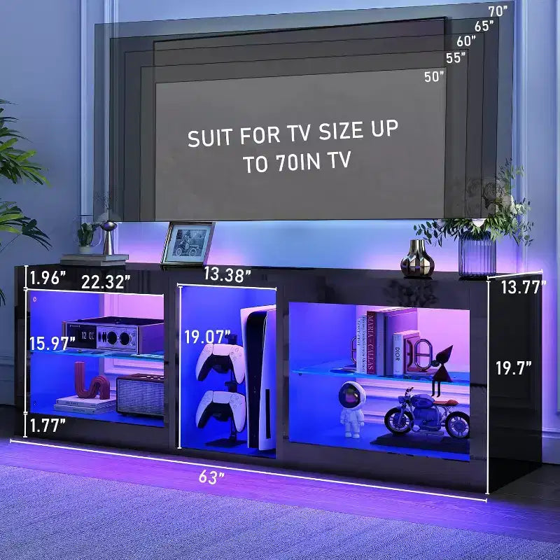Meubles TV modernes haute brillance avec prise de courant pour téléviseur 65 70 pour salon