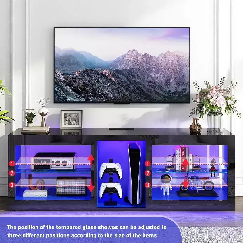 Meubles TV modernes haute brillance avec prise de courant pour téléviseur 65 70 pour salon