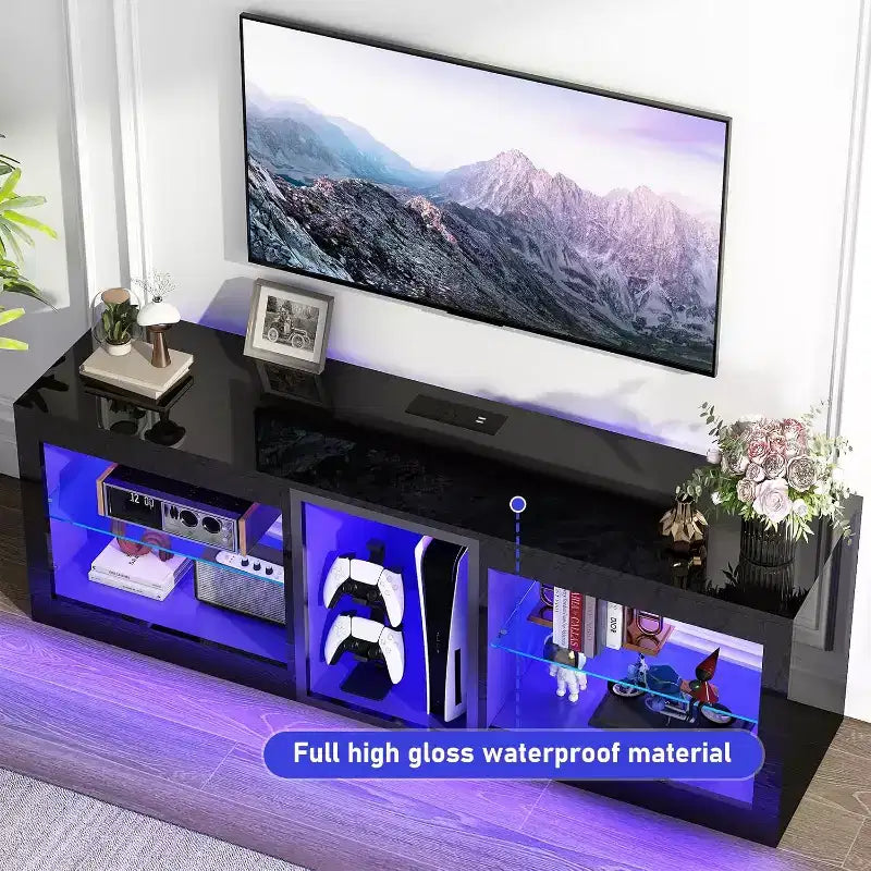 Meubles TV modernes haute brillance avec prise de courant pour téléviseur 65 70 pour salon