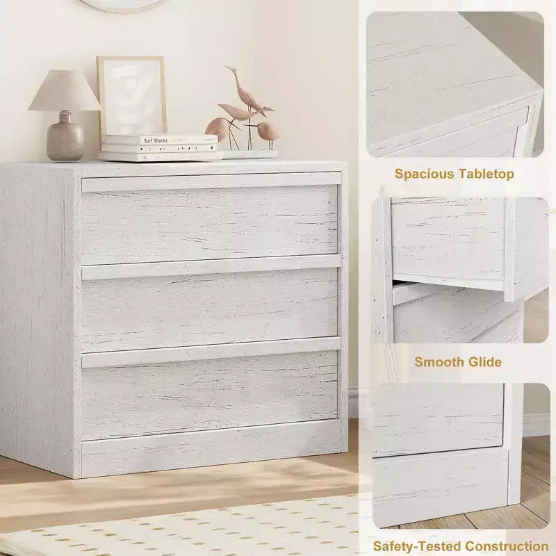 Commode 3/4 tiroirs pour chambre à coucher, Table de chevet en chêne naturel 3 tiroirs avec grand rangement, Petite table d'appoint moderne pour salon, chambre d'enfant