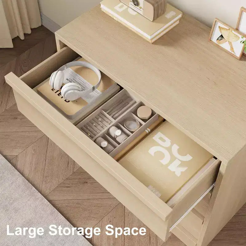 Commode 3/4 tiroirs pour chambre à coucher, Table de chevet en chêne naturel 3 tiroirs avec grand rangement, Petite table d'appoint moderne pour salon, chambre d'enfant