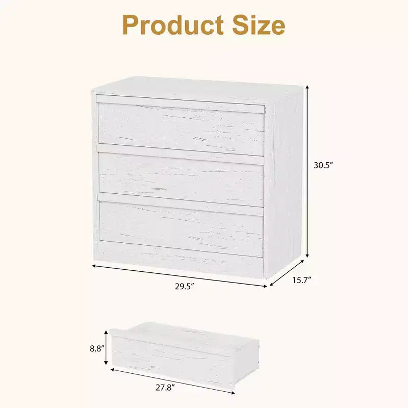 Commode 3/4 tiroirs pour chambre à coucher, Table de chevet en chêne naturel 3 tiroirs avec grand rangement, Petite table d'appoint moderne pour salon, chambre d'enfant