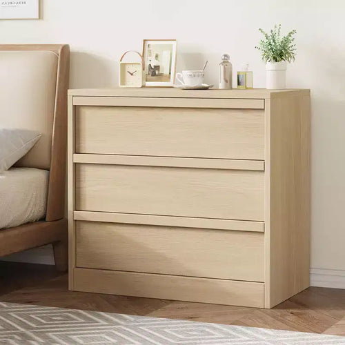 3/4 Drawer Dresser for Bedroom, Natural Oak Nightstand 3 Chest of Drawers with Large Storage, Small Modern Bedside End Table for Living Room, Nursery